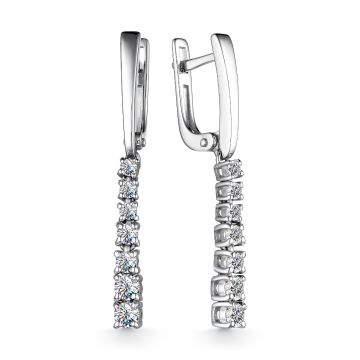 Серьги из серебра с фианитами