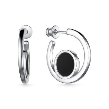 Серьги из серебра с черным ониксом