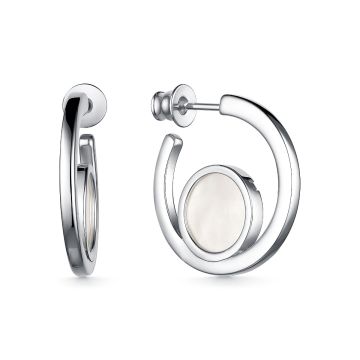 Серьги-пусеты из серебра с белым перламутром