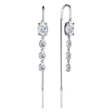 Серьги из серебра с горным хрусталем и фианитами