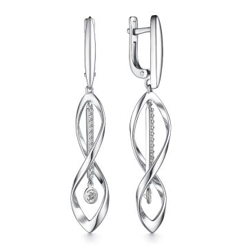 Серьги из серебра с фианитами