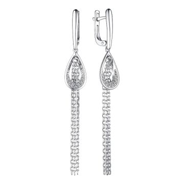 Серьги из серебра с фианитами