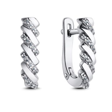Серьги из серебра с фианитами