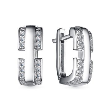 Серьги из серебра с фианитами
