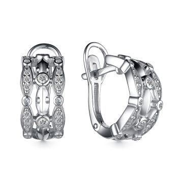 Серьги из серебра с фианитами