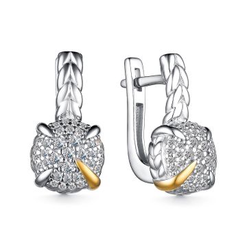 Серьги из серебра с фианитами