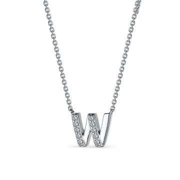 Колье из серебра с фианитами "Буква W"