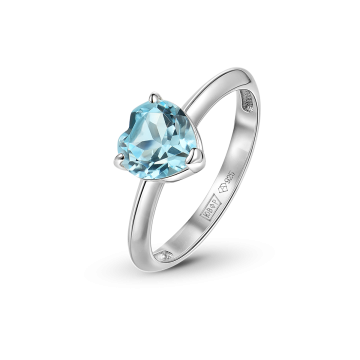 Кольцо из серебра с топазом Sky Blue в форме сердца