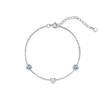 Браслет из серебра с топазом Sky Blue и фианитом
