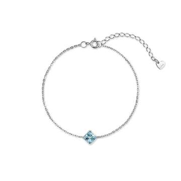 Браслет из серебра с топазом Sky Blue квадрат