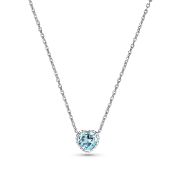 Колье из серебра с топазом Sky Blue в форме сердца