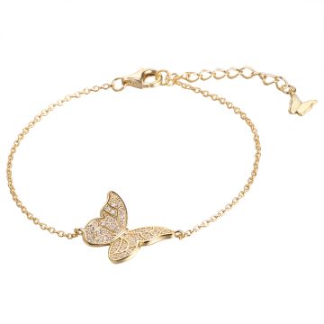 Браслет-цепочка из серебра с позолотой Butterflies