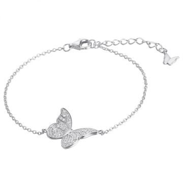 Браслет-цепочка из серебра с фианитом Butterflies