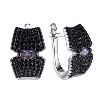 Серьги из серебра с фианитом Caviar