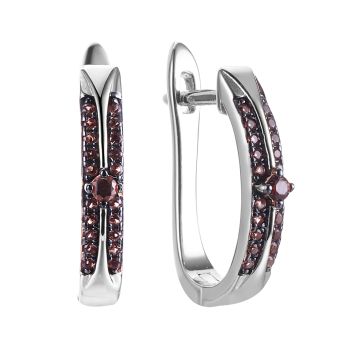Серьги из серебра с фианитом Brown