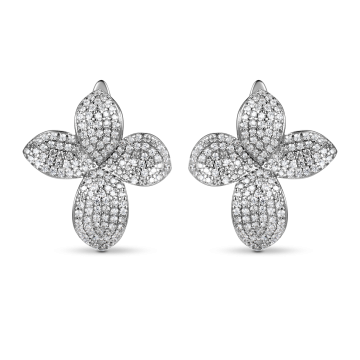 Серьги из серебра с фианитом Flower