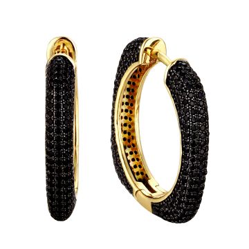 Серьги-кольца из серебра с позолотой Caviar