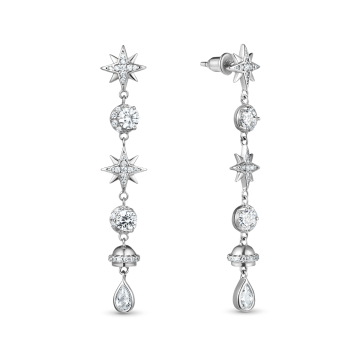 Серьги из серебра с фианитом Stars