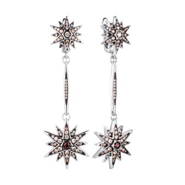 Серьги из серебра с фианитом Stars
