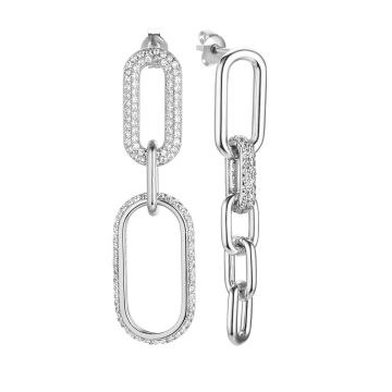 Серьги из серебра с фианитом Chain