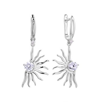 Серьги из серебра с фианитом Sun