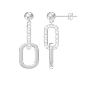 Серьги из серебра с фианитом Chain