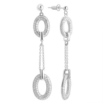 Серьги из серебра с фианитом Chain