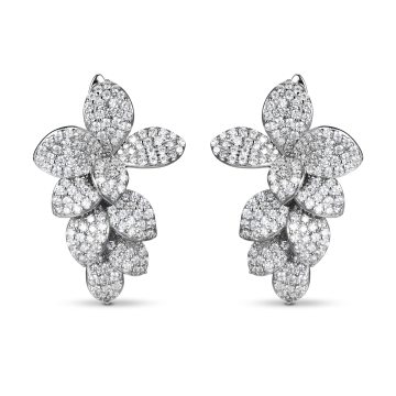 Серьги из серебра с фианитом Flower