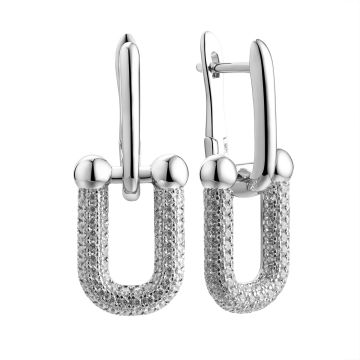 Серьги из серебра с фианитом Chain