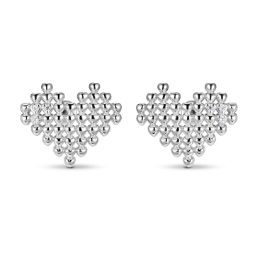 Серьги-пусеты из серебра с фианитом Heart