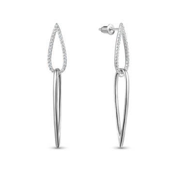 Серьги из серебра с фианитом Geometry