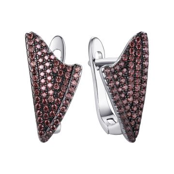 Серьги из серебра с фианитом Brown