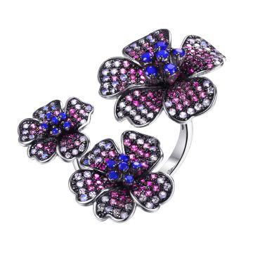 Кольцо из серебра с фианитом Flower