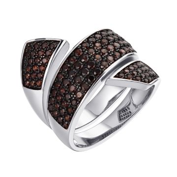 Кольцо из серебра с фианитом Brown