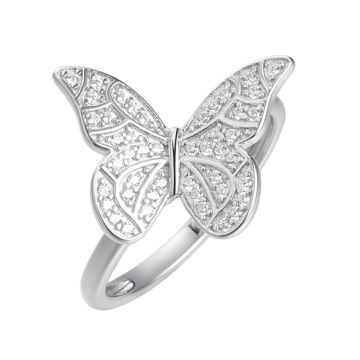 Кольцо из серебра с фианитом Butterflies