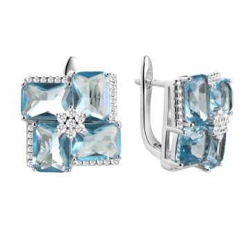 Серьги из серебра с фианитом Spring