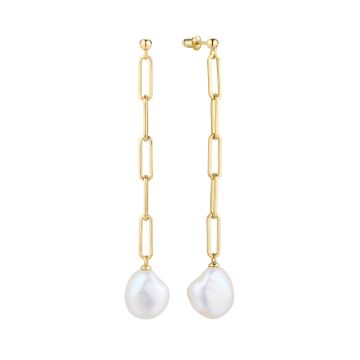 Серьги из серебра с позолотой Baroque Pearl