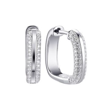 Серьги-кольца из серебра с фианитом Spark Line