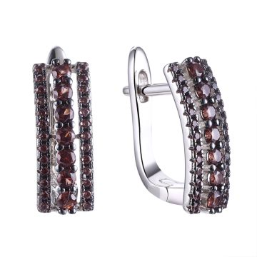 Серьги из серебра с фианитом Brown