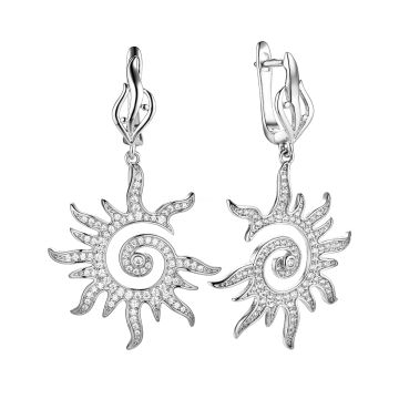 Серьги из серебра с фианитом Sun