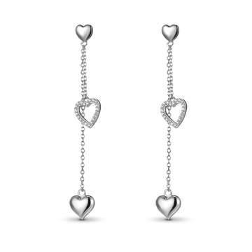 Серьги из серебра с фианитом Heart