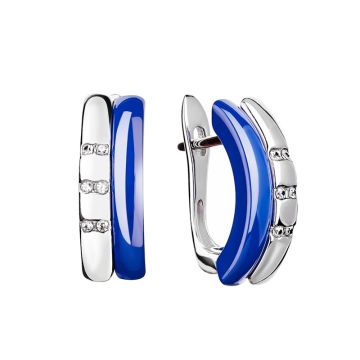 Серьги из серебра и керамики с фианитом Ceramic