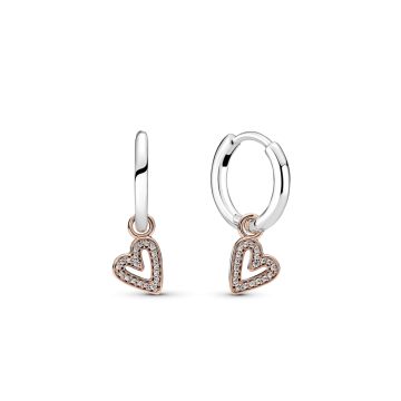 Серьги-кольца Sparkling Freehand Heart