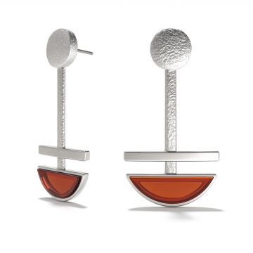 Серьги-пусеты из серебра с янтарем