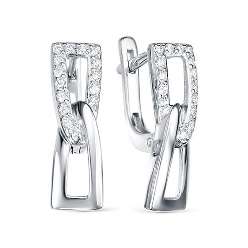 Серьги из серебра с фианитами