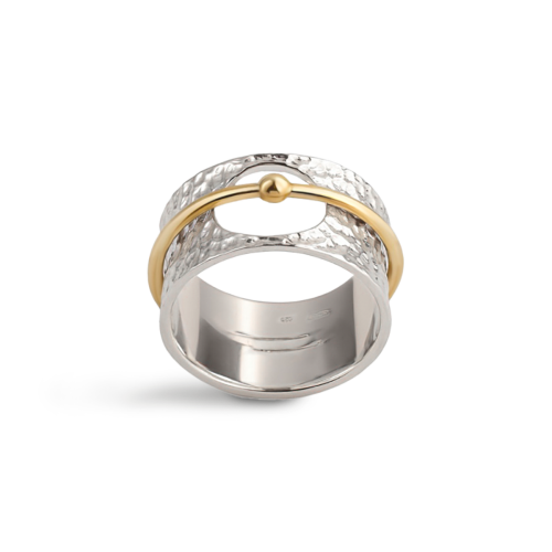 Кольцо-спинер Orbit из серебра с латунным колечком