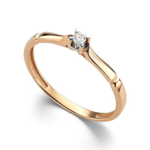 Кольцо из розового золота с бриллиантом