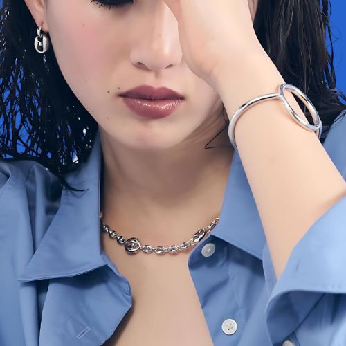 Колье из серебра Якорная цепь