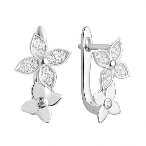 Серьги из серебра с фианитом Lace