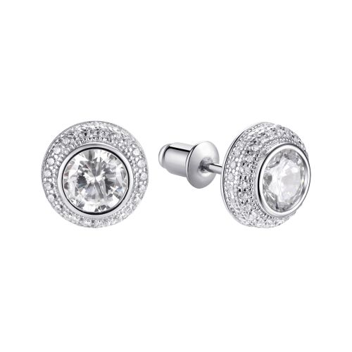 Серьги-пусеты из серебра с фианитом Classic